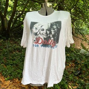 Plus-size “Dolly for President” white t-shirt